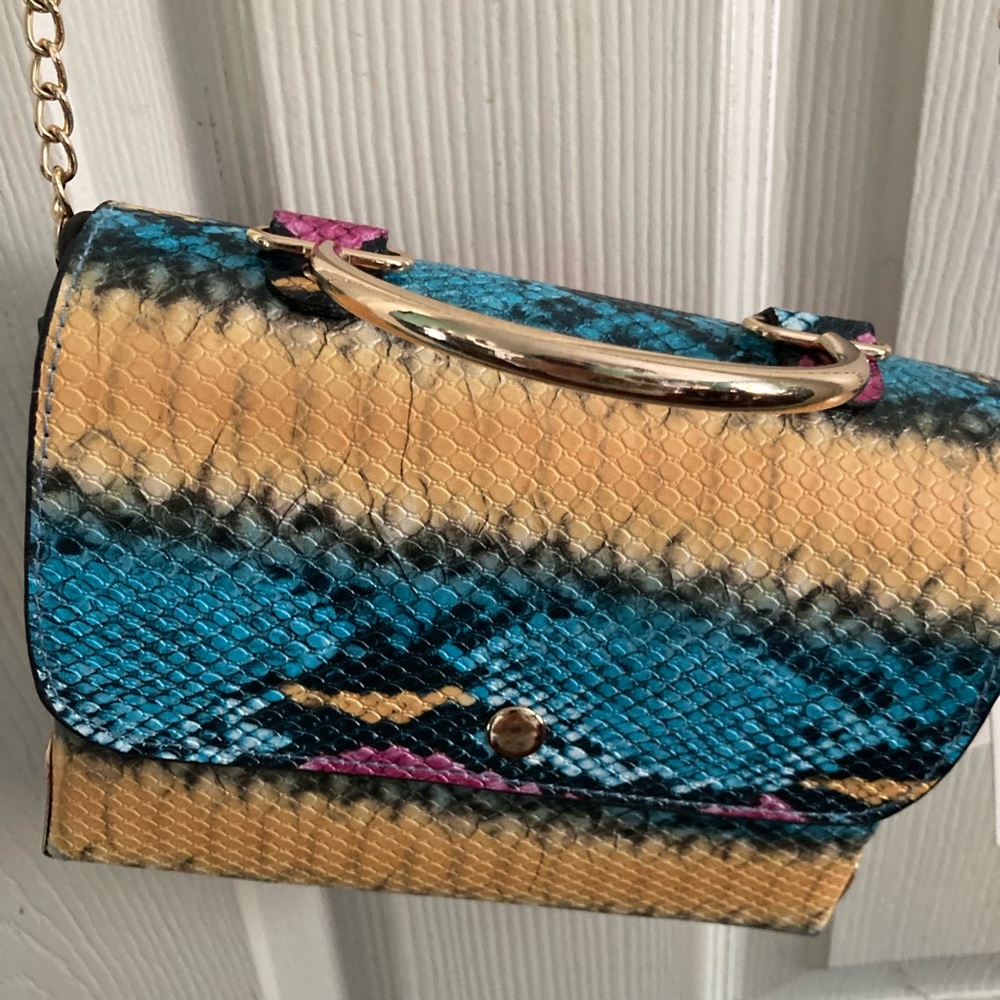 Snakeskin multi color print Vegan purse